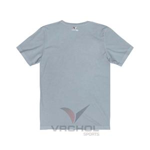 Camiseta con logotipo personalizado y diseño de cuello redondo, Camiseta ajustada de manga corta con bordado en tela de Jersey de estilo informal - Product Image 4