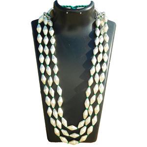new designer traditional handmade triple layer silver tribal dholki <b>beads</b> <b>necklace</b> for womens and girls - Product Image 3