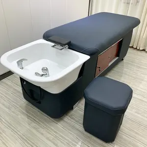 Hot Sale Schwarz Hydraulische Massage Shampoo Stuhl Bett Salon Shampoo Schüssel und Stuhl mit Lagers chrank
