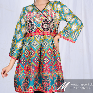 ชุดเดรสฤดูร้อนผู้หญิงคุณภาพสูง ดีไซน์ล่าสุด สไตล์อันรักา พิมพ์ลายดิจิทัล ปักลายผ้าลอน แบรนด์มาสซอรี รุ่น MP-A093 - Product Image 2