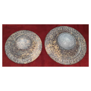 Plateau et bol rond en pierre de savon, Design de fleurs, pour décorer - Product Image 1