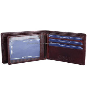 Nouveau Style de mode hommes en cuir pliante brun portefeuille RFID caractéristique avec 6 carte slots 1 photo Id poche à monnaie 2 monnaie - Product Image 1