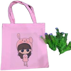 Sac cabas en toile de coton blanc uni avec logo imprimé personnalisé - Product Image 1