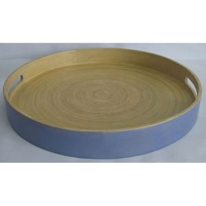 Bandeja de servicio ecológica duradera hecha a mano de bambú redondo de Vietnam, asas de diseño moderno, Plato decorativo para uso en restaurante doméstico - Product Image 3