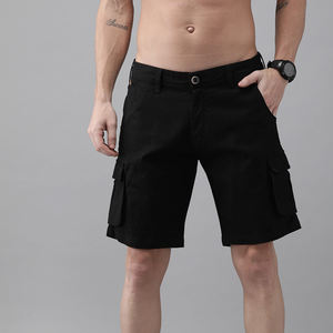 Verano 100% algodón Cargo Shorts hombres Casual Multi-Bolsillo sólido hasta la rodilla hombres pantalones cortos - Product Image 5