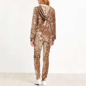 Survêtement en velours uni pour femmes, haut court, logo personnalisé, de haute qualité, bas prix, pas cher, survêtement - Product Image 6