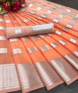 Banarasi Seda Jacquard Saree con Blusa Mujeres Wear Ladies Party Festival Daily Wear Suave Algodón Seda Sari Venta al por mayor Precio bajo Apparelgarment - Product Image 6