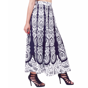 New Indian Cotton Block Print <b>Wrap</b>-around <b>Skirts</b> for Adults Casual Style With Natural Waistline Maternity & Anti-Static Features - Product Image 4