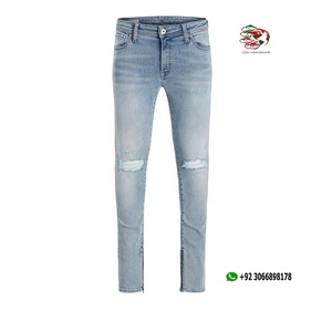 Vente en gros de jeans en denim taille haute imprimés salopette avec logo brodé design imperméable style tendance personnalisable personnalisé - Product Image 2