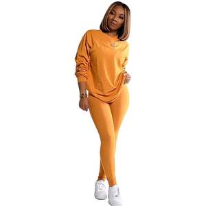 Wholesale Womens Tracksuit Sets Custom <b>Hoodies</b> and Flared Sweatpants Plus Size <b>Velour</b> Joggers and Printed Two Piece Sportswear - Product Image 2