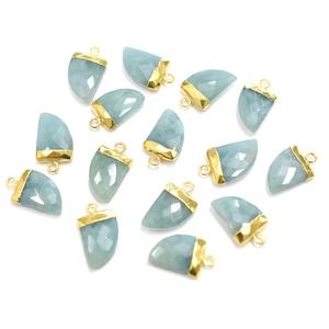 Aquamarine 13 To 15 MM With Bail Horn Shape Gold Plated Pendant For Jewellery Making - Product Image 3