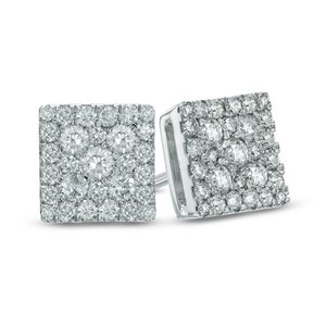 10K Gold Rhodium Plated 0.60TCW Diamond Cluster <b>Stud</b> <b>Earrings</b> for Women Classic Style - Product Image 1