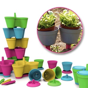 [Pratique D'âge]-2 en 1 Coloré Pot De Jardin avec Soucoupe (GN2000-008) - Product Image 2