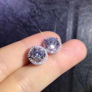 2.00CT Round Cut Moissanite Halo <b>Earrings</b> Stud Push <b>Back</b> <b>Earrings</b> for Women 10K White <b>Gold</b> - Product Image 2