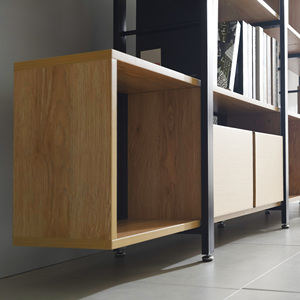 ตู้หนังสือสไตล์โมเดิร์นอุตสาหกรรมชั้นวางจอแสดงผลที่มีกล่องไม้ชั้นหนังสือเหล็กดัดกรอบชั้นวางหนังสือ - Product Image 5