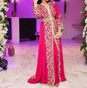 ATIYA LIBAS Kaftan marroquí hasta el suelo Lehenga Choli con trabajo pesado de Zardozi para vestido de novia-Material de acetato 2019 - Product Image 1