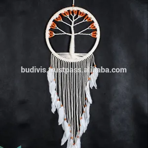 NEW! Boho Art Tree Beautiful Dream Catcher Feather Macrame