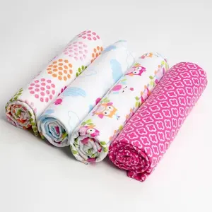 Bộ Bốn Sản Phẩm Chăn Trẻ Em 100% Cotton Hữu Cơ Cho Trẻ Sơ Sinh Quần Áo Vải Muslin Siêu Mềm Thoáng Khí Bọc Trẻ Có Giấy Chứng Nhận GOTS