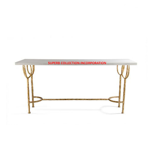 Mesa de consola de hierro forjado más vendida con tapa de mármol a precios baratos - Product Image 1