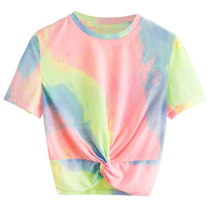 Service OEM personnalisé professionnel pour femmes haut court T-shirts marque privée été décoré patchs bas quantité minimale de commande - Product Image 5