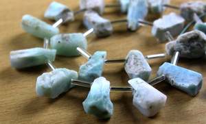 Impressive Rough Gemstone 21 Pieces Natural Larimar Uneven Shape Untreated Rough Top Side <b>Drill</b> Making Handmade <b>Jewelry</b> - Product Image 2