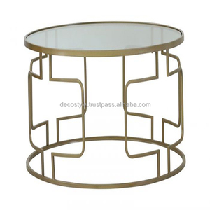Mesa de centro con tapa de cristal de alambre dorado, muebles elegantes para sala de estar para uso doméstico - Product Image 1