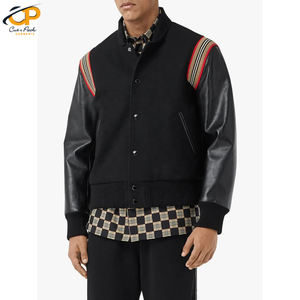 Veste d'varsity en cuir pour homme, OEM, styliste personnalisé, manches en cuir, boléro - Product Image 3
