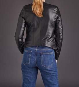 Veste de motard à fermeture éclair, unisexe, couleur noir, peau d'agneau véritable, bleu, à la mode, disponible en toutes les couleurs, fabriqué au Pakistan - Product Image 2