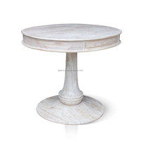 Table à manger ronde contemporaine faite à la main, réglable en hauteur, finition antique, base en bois massif, meubles pour la salle à manger