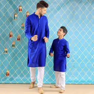 Camisa de algodão kurta, pijama indiano tradicional de algodão para meninos e crianças, vestido de camisa
