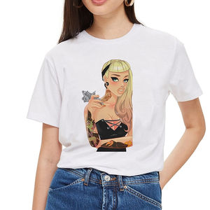 Oferta venta al por mayor las mujeres Vintage divertido chica mala nieve blanco t camisa O-cuello-historia oscura impresión Casual para mujeres - Product Image 5