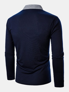 เสื้อโปโลแขนยาวสำหรับผู้ชายเสื้อโปโลสีพื้นระบายอากาศได้ดีสินค้ามาใหม่ - Product Image 2