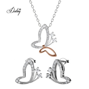 Orecchini e collana con ali di farfalla impreziositi da gioielli Daiisni con cristalli <span class=keywords><strong>Swarovski</strong></span> per donna - Product Image 1