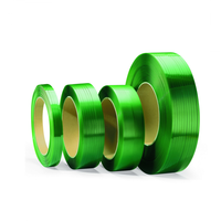 Rouleaux de sangles multi-brins durables et écologiques en PET/Polyester, épaisseur 0,5-1,5 mm, vert/noir, pour emballage manuel, usage moyen à lourd, pour pavés