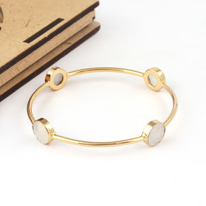 Bracelet à quartz blanc en or véritable, nouveau style, briolette découpé, personnalisé, bon prix, fait à la main, 4 pierres, vente en gros - Product Image 1