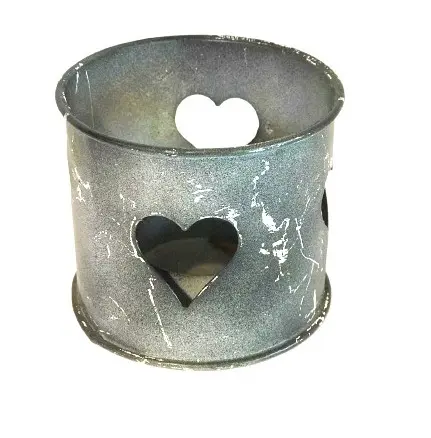 Portacandele votivo rotondo a cuore in metallo T-LIGHT portacandele votivo natalizio in metallo di alta qualità antico