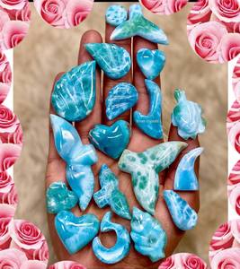 Non façonnés larimar cabochon sculpture pierre - Product Image 3