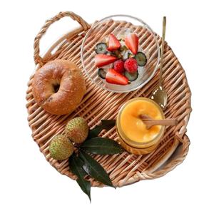 Plateau de service en rotin fait à la main brun clair fini design antique parfait pour une utilisation élégante de table et de salle à manger - Product Image 1