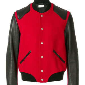 Chaqueta universitaria de fabricación paquistaní para hombre, Mangas de cuero rojo, botón de soporte transpirable, reversible informal a la moda - Product Image 3