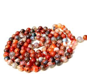 Tibétain 108 Mala perles pierres précieuses rondes perles Mala collier - Product Image 3