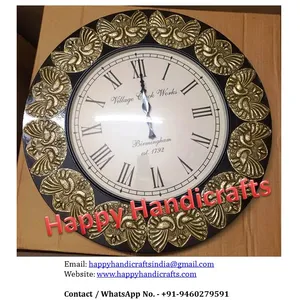 Wooden hand craved beautiful round wall clock/ watch Home Decor