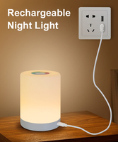 Lampe tactile led veilleuse type c rgb multicolore capteur tactile pour bébé lampe de chevet usb charge veilleuse pour bébé nnursery