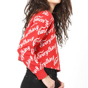 <span class=keywords><strong>Felpa</strong></span> squadrata <span class=keywords><strong>oversize</strong></span> con Logo personalizzato da donna <span class=keywords><strong>felpa</strong></span> con girocollo stampata <span class=keywords><strong>rossa</strong></span> e bianca per abbigliamento Casual invernale posizione Logo anteriore - Product Image 2