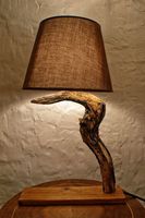 Lampe de table moderne en bois flotté avec fonction extensible, en bois massif, 2 tiroirs, pour maison, villa, hôtel ou salle à manger/salon