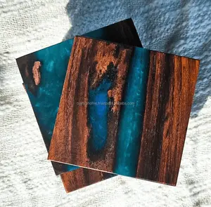 Venta al por mayor Bar Hogar Creativo Mármol Empalme Acacia Madera Cuadrado Redondo Posavasos Personalizar Copa Posavasos por Craftsy Home - Product Image 2