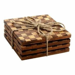 Posavasos cuadrado de madera y resina de estilo clásico para uso en el hogar, hotel o restaurante, precio al por mayor, hecho a mano en la India - Product Image 3