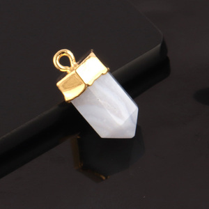 Pendentif pointeur en agate de dentelle bleue bijoux à breloques à caution unique électrolytique - Product Image 3