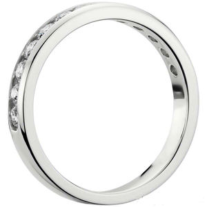 0.60TCW Natural Channel-Set Diamond Half Eternity Ring 10K Oro blanco Redondo Real tachonado - Product Image 2