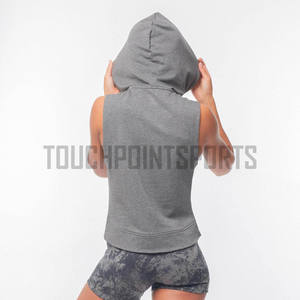 Alta calidad personalizado gimnasio Crop Top Sudadera con capucha verano entrenamiento sin mangas con capucha algodón al por mayor maternidad y a prueba de viento impreso - Product Image 2