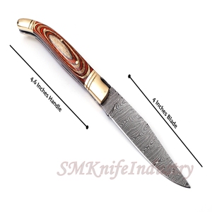 Custom Hand Forged Pocket Knife Hand Made Damascus Folding Knife with Leather Sheath Cover (smk1690) - Product Image 3